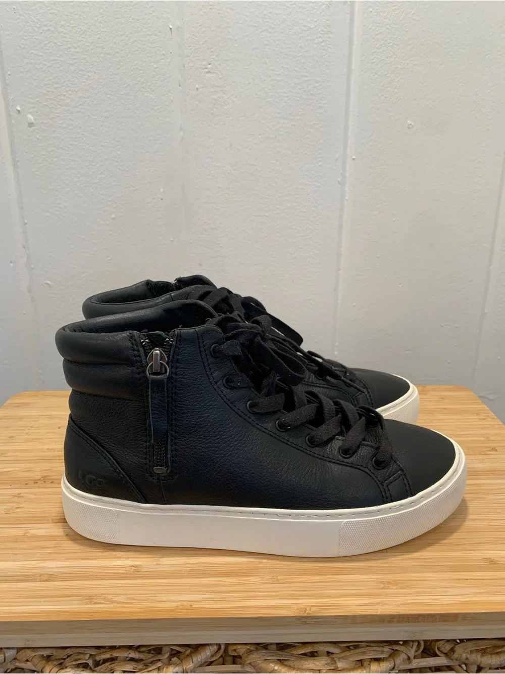 UGG Olli Black Leather High-Top Sneakers